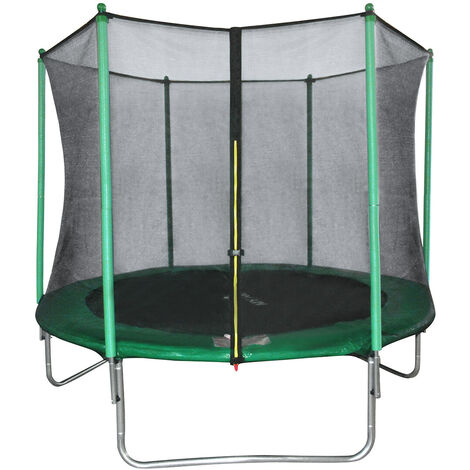 Trampoline de Jardin Enfants et Adultes Jeux d'Extérieur Noir et Vert Avec Filet de sécurité Couverture de protection