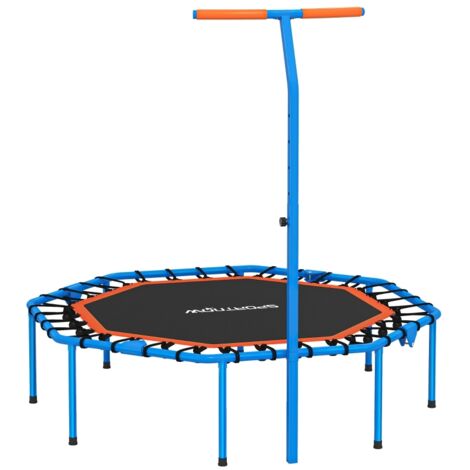 Trampoline de ,trampoline d’entraînement avec poignée réglable,stable et silencieux,pour intérieur,acier,bleu