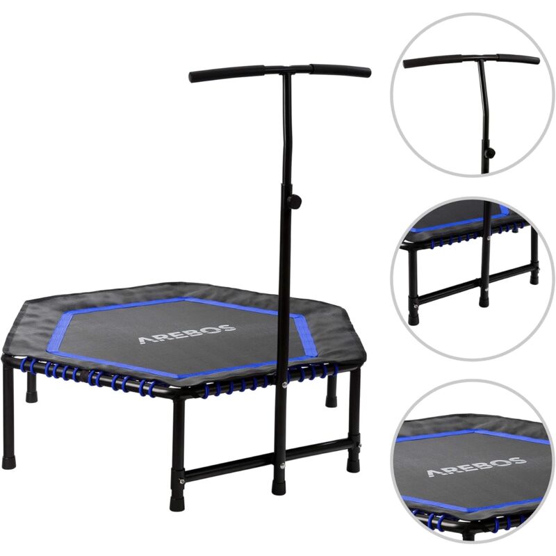 Trampoline d'exercice Hexagone Bleu - bleu - Arebos