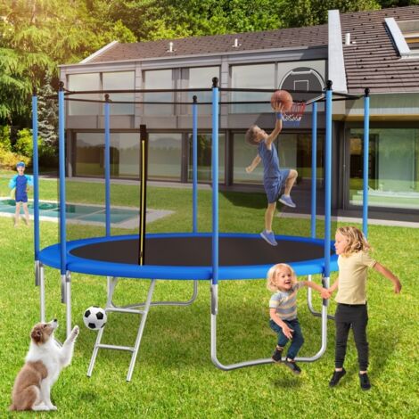 Trampoline d'extérieur de 366 cm, avec barres transversales renforcées, stable, robuste et durable, construction monobloc pour enfants et adultes