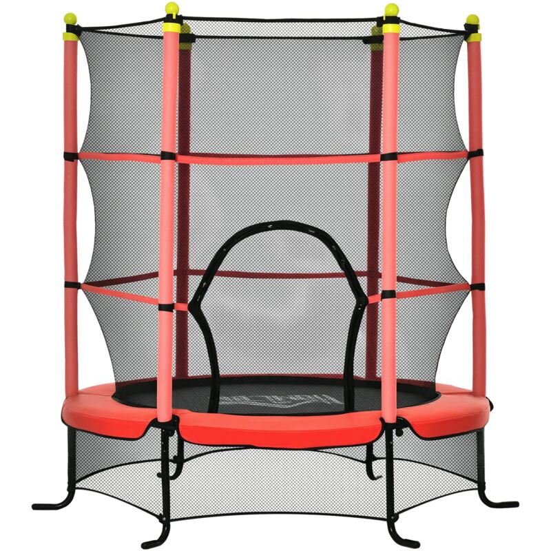 Homcom - Trampoline enfant ø 1,63 × 1,63H m filet de sécurité porte zipée couvre-ressorts 6 poteaux rembourrés inclus rouge
