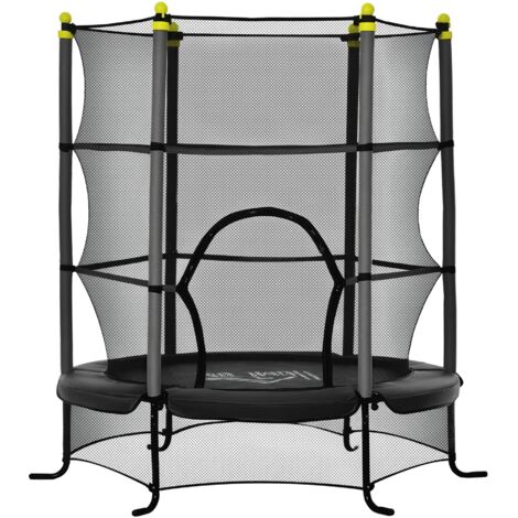 Trampoline enfant Ø 1,63 × 1,63H m filet de sécurité porte zipée couvre-ressorts 6 poteaux rembourrés inclus noir