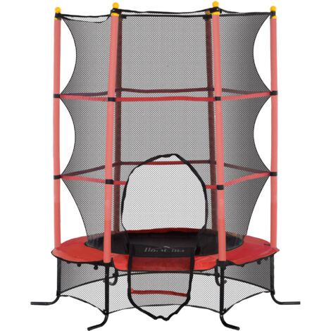 Trampoline enfant Ø163 cm filet de sécurité intérieur extérieur charge max 50 kg acier plastique rouge