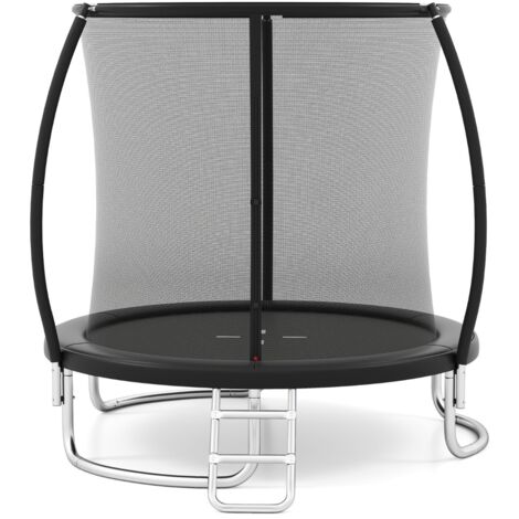 Trampoline Extérieur 244CM Trampoline Récréatif Robuste avec Filet de Sécurité Échelle et Cadre en Acier Galvanisé Antirouille Noir