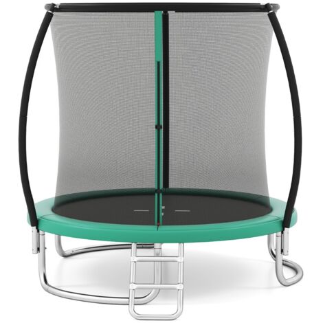 Trampoline Extérieur 244CM Trampoline Récréatif Robuste avec Filet de Sécurité Échelle et Cadre en Acier Galvanisé Antirouille Vert