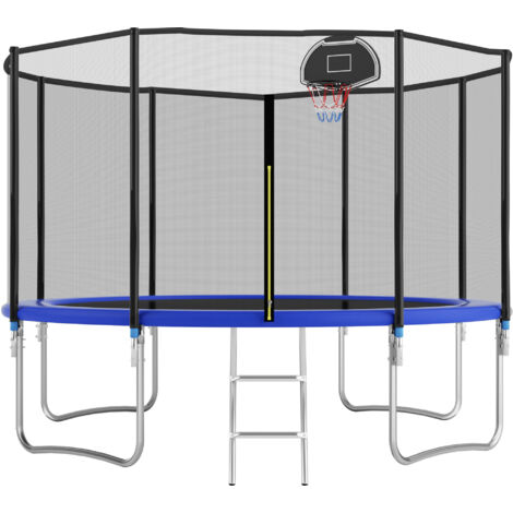 Trampoline extérieur 366 cm, grande taille, structure stable, jardin