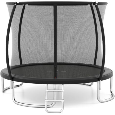 Trampoline Extérieur 366 CM Trampoline Récréatif Robuste avec Filet de Sécurité Échelle et Cadre en Acier Galvanisé Antirouille Noir