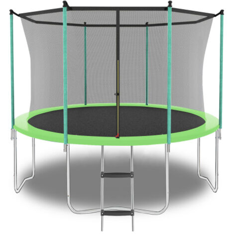 Trampoline extérieur 8 pieds (244 cm) avec filet de sécurité inclus, échelle fournie, charge maximale 181 kg, structure en acier galvanisé, idéal pour jardin et usage familial