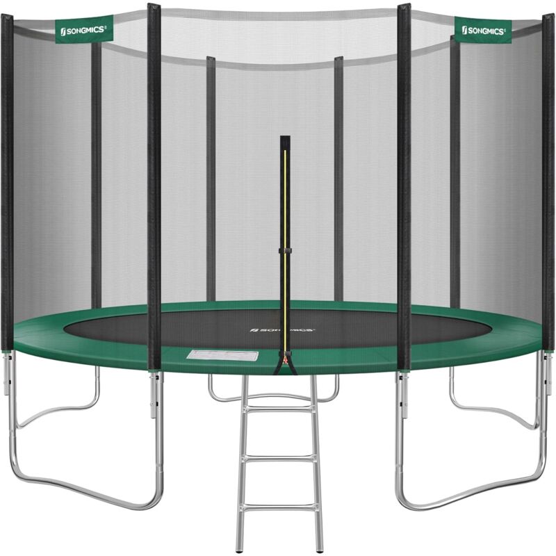 Trampoline extérieur, diamètre 427cm, tüv Rheinland gs Certifica, Équipement jardin, avec Échelle, Filet de protection, Poteaux recouverts, Noir et