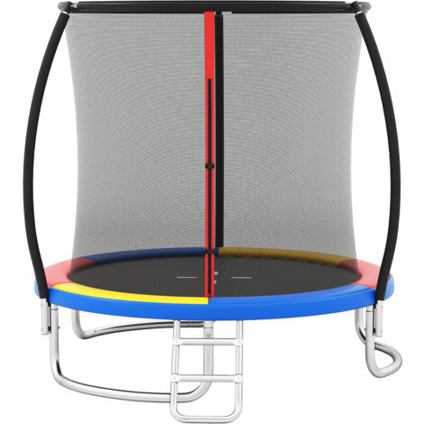 Trampoline Exterieur Enfant Adulte Ø244 cm, Trampoline Jardin Exterieur, Filet de Sécurité, Cadre en Acier Galvanisé Antirouille, pour 3 Ans+, Coloré