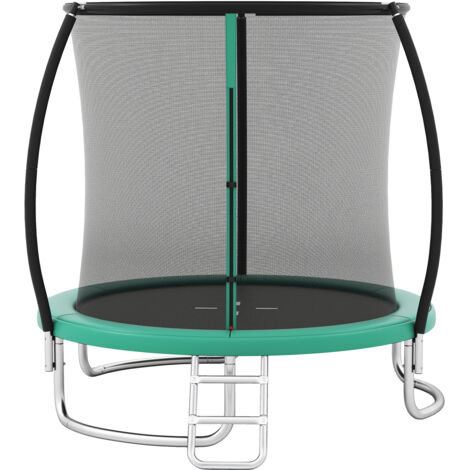 Trampoline Exterieur Enfant Adulte Ø244 cm, Trampoline Jardin Exterieur, Filet de Sécurité, Cadre en Acier Galvanisé Antirouille, pour 3 Ans+, Vert