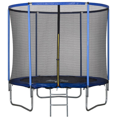 Trampoline extérieur jardin adultes filet sécurité bord rembourré jeux jardin domicile Ø244x240 cm bleu noir