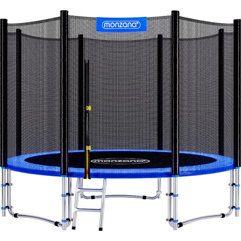 Trampoline extérieur rond Ø244cm max. 150kg set complet filet de sécurité porte d'entrée échelle poteaux trampoline jardin robuste accessoires