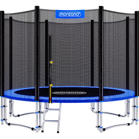 Trampoline extérieur rond Ø305cm – Charge max 150kg – Hauteur 240cm – Filet de sécurité renforcé – Échelle incluse – Certification TÜV SÜD GS