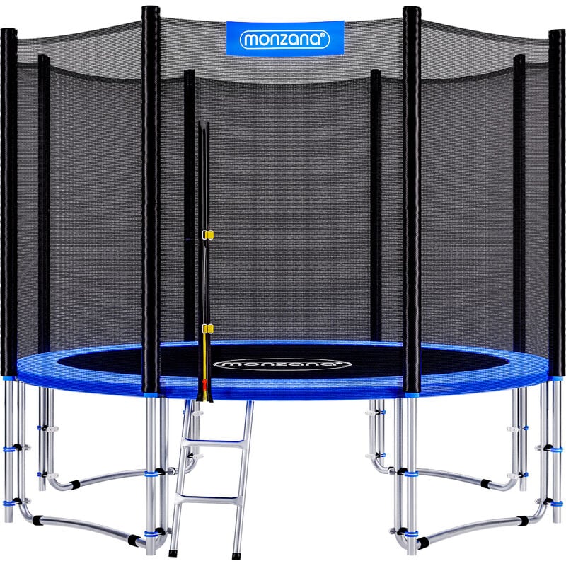 Trampoline extérieur rond Ø366cm max. 150kg set complet filet de sécurité porte d'entrée échelle poteaux trampoline jardin robuste accessoires