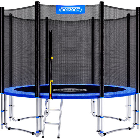 Trampoline extérieur rond Ø366cm max. 150kg set complet filet de sécurité porte d'entrée échelle poteaux trampoline jardin robuste accessoires