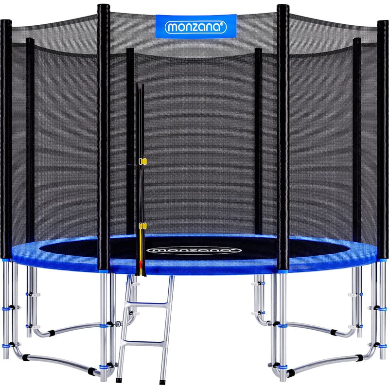 Trampoline extérieur rond Ø427cm max. 150kg set complet filet de sécurité porte d'entrée échelle poteaux trampoline jardin robuste accessoires