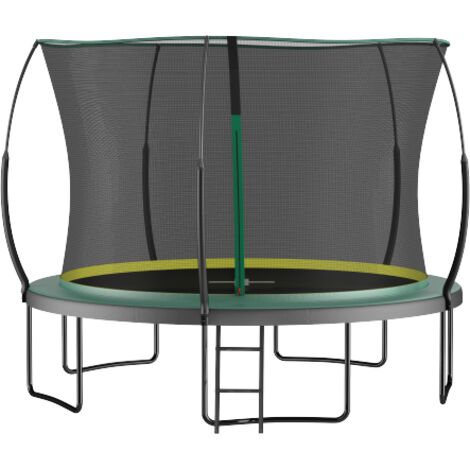 Trampoline Extérieur Sans Ressorts 366 cm, Trampoline de Jardin avec Filet de Sécurité Sans Couture et Échelle, Structure Robuste, pour Enfants et Adolescents