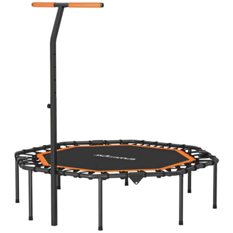 Trampoline Fitness avec Barre Réglable - Stable et Silencieux - Usage Intérieur - Structure Acier Orange 128x120x126cm