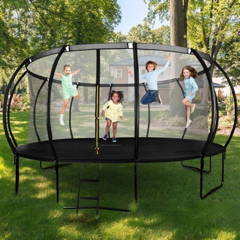 Trampoline géant xxl 487cm (16ft) de jardin- ultra robuste avec filet et échelle
