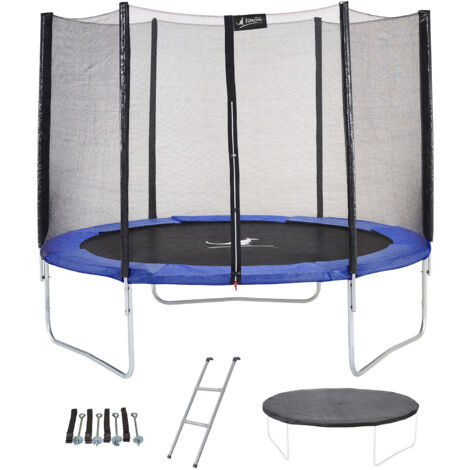 Trampoline KANGUI Bleu Ø 250 cm Enfant Échelle Bâche Kit ancrage Jardin CE NF EN71-14