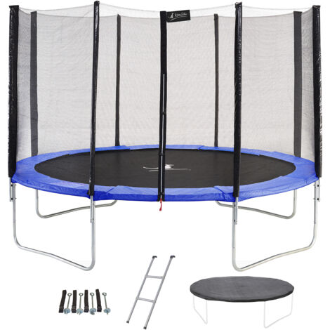 Trampoline KANGUI Bleu Ø 366 cm Enfant Échelle Bâche Kit ancrage Jardin CE NF EN71-14