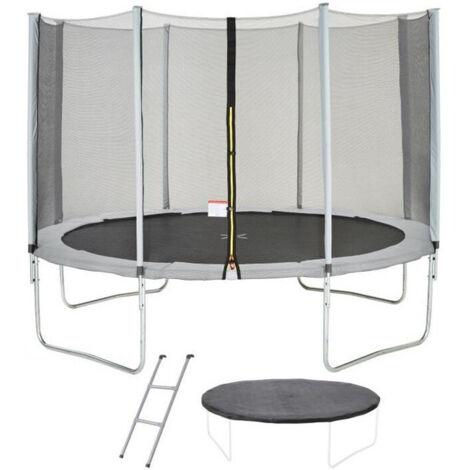 Trampoline KANGUI - GRIS Ø 360-365 cm  Enfant  Échelle & Bâche  Certification CE & NF EN 7114