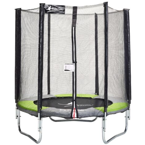 Trampoline rond 180 cm avec filet de sécurité – Structure en acier galvanisé – Charge max 50 kg – Hauteur 49 cm – Tapis en PERMATRON – Kangui