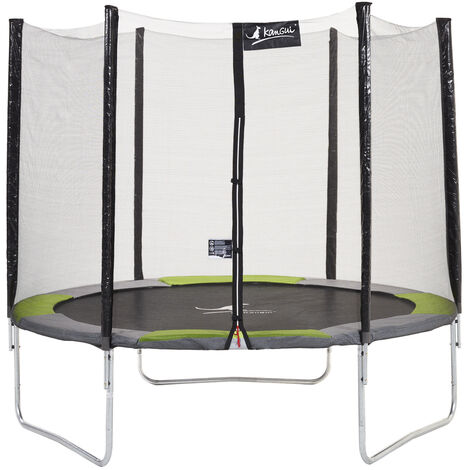 Trampoline rond 300 cm avec filet de sécurité 1,80 m – Structure en acier galvanisé – Charge max 90 kg – Tapis de saut en PERMATRON – Kangui