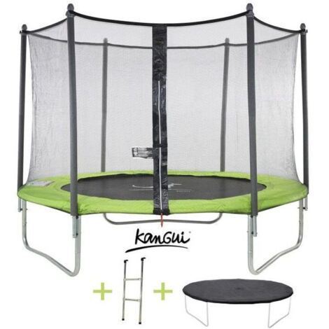 Trampoline KANGUI - TWIN Ø 300-305 cm Enfant Rebond Optimal Échelle & Bâche Certification CE & NF EN 71-14