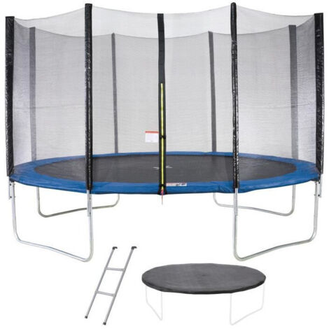 Trampoline MAXI ECO Ø 430 cm Bleu - Avec Filet, Echelle, Couverture de protection