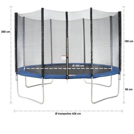 Trampoline MAXI ECO Ø 430 cm Bleu - Avec Filet, Echelle, Couverture de protection