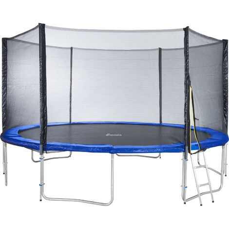 Trampoline Enfant Adulte Ø 457 cm Rond Complet Charge max 150 kg avec Filet de Sécurité et Echelle