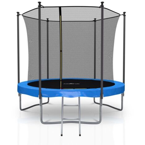 Trampoline pour enfant 10Ft ø305cm avec coussin de protection Bleu, Echelle et Filet de sécurité