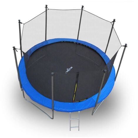 Trampoline pour enfant 12Ft ø366cm avec coussin de protection Bleu, Echelle et Filet de sécurité