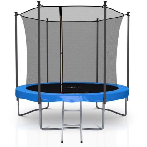 Trampoline pour enfant 8Ft ø244cm avec coussin de protection Bleu, Echelle et Filet de sécurité