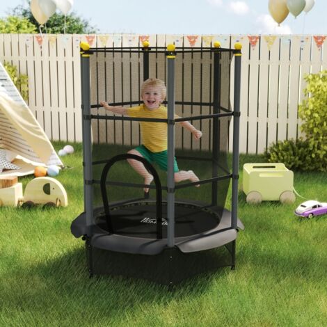 Trampoline pour enfants de 1,4 m (4,6 pi), trampoline d'intérieur et d'extérieur pour tout-petits, avec filet de sécurité, sans ressorts - Noir