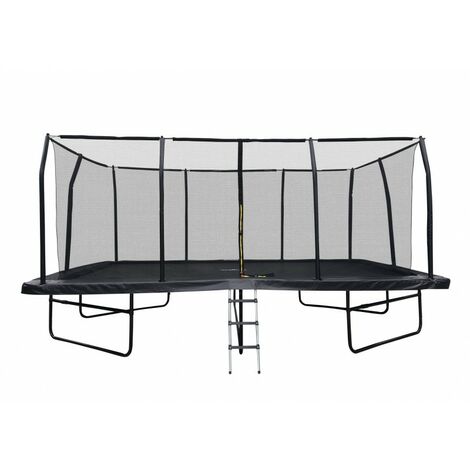 Trampoline rectangulaire XXL 518 x 305 cm – Charge max 225 kg – Filet de sécurité 1.83 m – Matelas de protection et échelle inclus – Jump4Fun