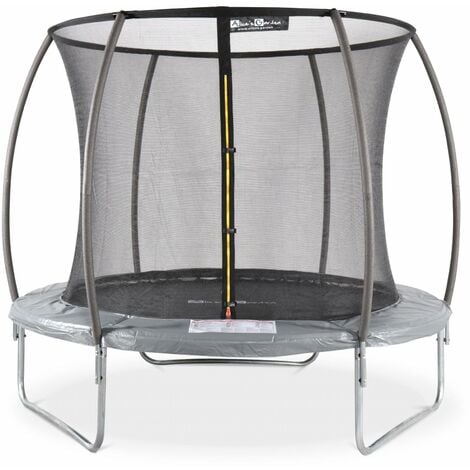 Trampoline rond Ø 250cm gris avec filet de protection intérieur - Pluton Inner – Nouveau modèle - trampoline de jardin 2.50 m 250 cm Qualité PRO. Normes EU. - Gris
