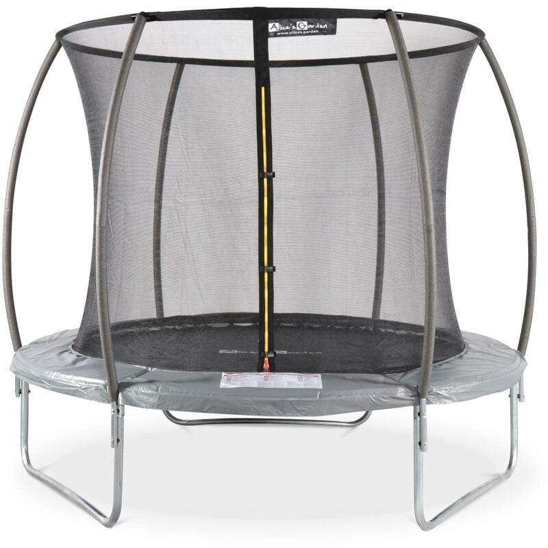 Trampoline rond ø 250cm gris avec filet de protection intérieur - Pluton Inner – Nouveau modèle - trampoline de jardin 2.50 m 250 cm Qualité pro.