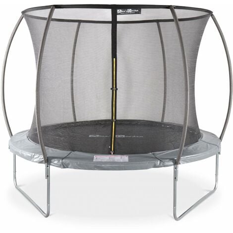 Trampoline rond Ø 305cm gris avec filet de protection intérieur - Mars Inner – Nouveau modèle - trampoline de jardin 3.05m 305 cm Design Qualité PRO Normes EU - Gris