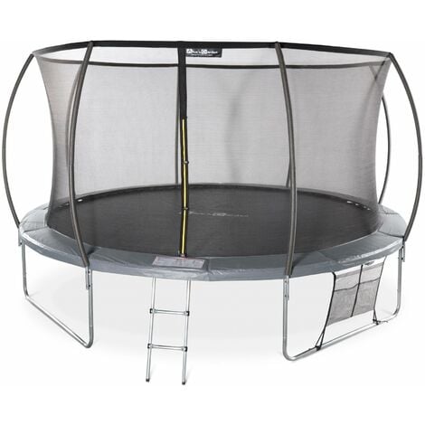 Trampoline rond Ø 430cm gris avec filet de protection intérieur et accessoires - Venus Inner XXL