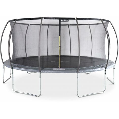 Trampoline rond Ø 490cm gris avec filet de protection intérieur - Jupiter Inner – Nouveau modèle - trampoline de jardin 4.90m 490 cm Design Qualité PRO Normes EU - Gris
