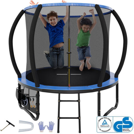 Trampoline Sport saut à l'élastique ceinture de sécurité filet de rangement extérieur jardin taille 228cm trampoline noir devoko