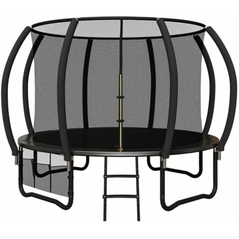 Trampoline Sport saut à l'élastique ceinture de sécurité filet de rangement extérieur jardin taille 244cm trampoline noir devoko