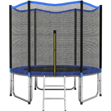Trampolino da 305 cm con rete di sicurezza e scaletta esterna per uso esterno.