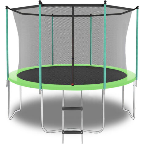 Trampolino da esterno da 8 piedi con rete di sicurezza e scaletta, capacità di carico fino a 181 kg, verde