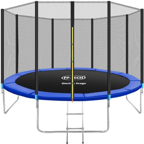 TRAMPOLINO ELASTICO DA GIARDINO 3,66 M Ø PER ESTERNO O INTERNO + RETE DI SICUREZZA E SCALETTA