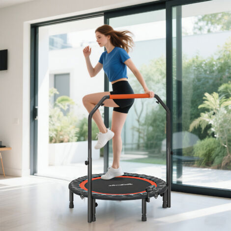 Trampolino Fitness SucceBuy, Mini Trampolino Pieghevole con Maniglia, 1027 mm, Carico 150 kg