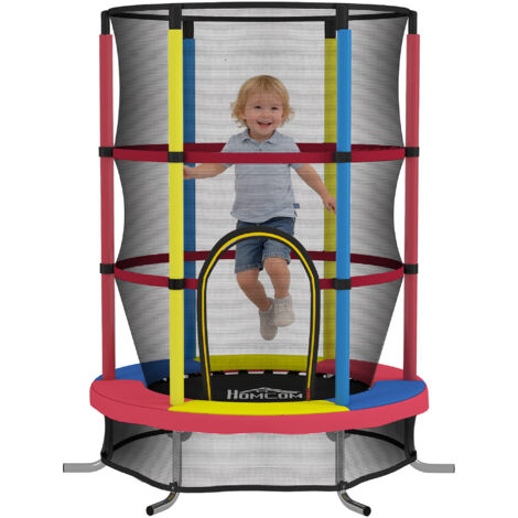 Trampolino per Bambini 3-6 Anni con Rete di Sicurezza, Senza Molle, Ø160x190 cm, Multicolore